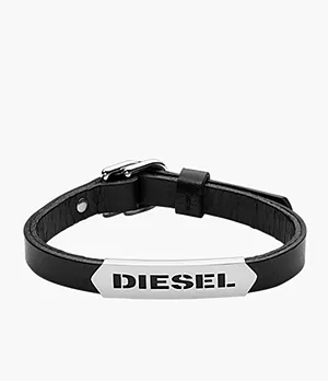 Diesel Herren-Armband kombinierbar Leder Edelstahl schwarz