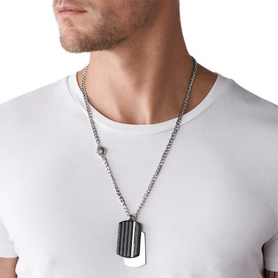 Leather necklace with hot sale dog tag