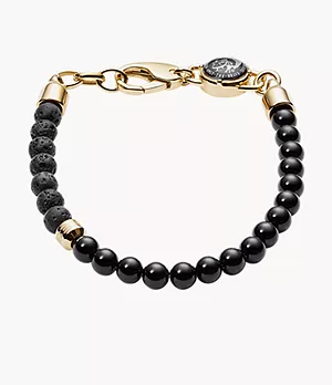 Bracelet Diesel pour homme en acier inoxydable et perles en agate noire