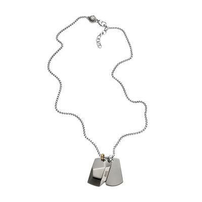 Diesel Men's Stainless Steel Double Dog Tag Necklace - DX1143040 