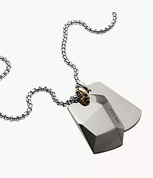Diesel Men's Stainless Steel Double Dog Tag Necklace