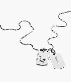 Diesel Steel Double Dog Tag Necklace