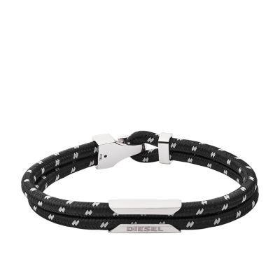 Diesel black leather on sale bracelet