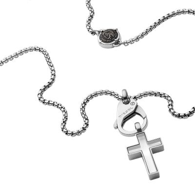 Diesel Stainless Steel Cross Pendant Necklace