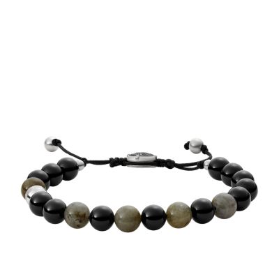 Bracelet de perles Diesel en agate et labradorite, noir