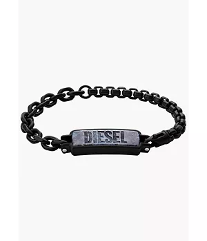 Diesel Black-Tone Labradorite and Stainless Steel ID Bracelet