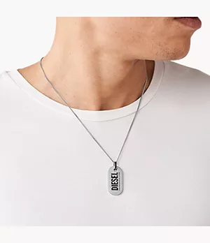 Diesel Stainless Steel Dog Tag Necklace