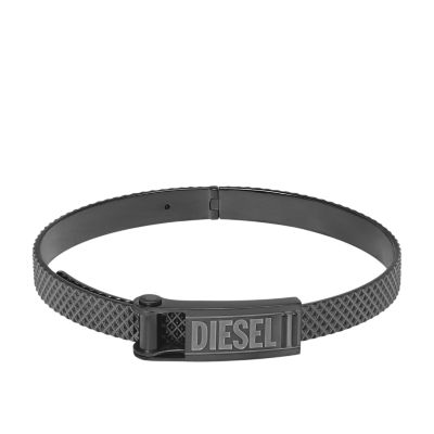 Diesel Gunmetal Stainless Steel Stack Bracelet