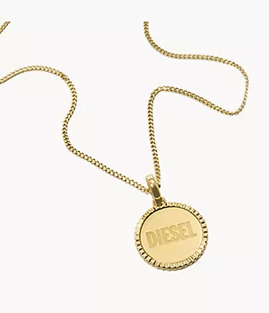 Diesel Gold Stainless Steel Pendant Necklace
