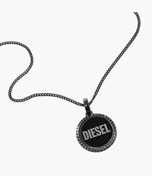 Diesel Gunmetal Stainless Steel Pendant Necklace