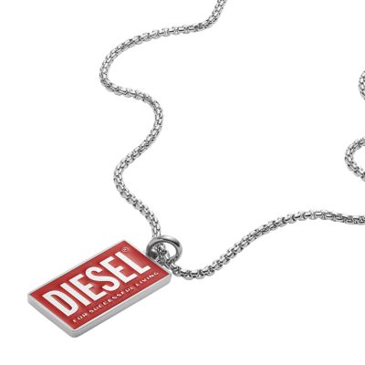 Diesel Stainless Steel Logo Dog Tag Necklace - DX1368040 - Watch