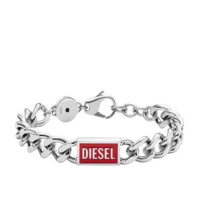 Diesel Stainless Steel Logo Chain Bracelet