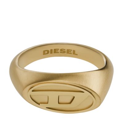 Diesel Gold Stainless Steel D Logo Ring - DX1376710001 - Watch Station