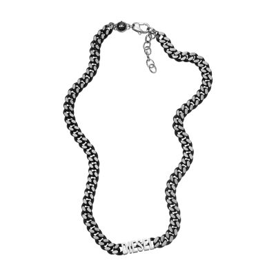 Diesel Black-Tone Stainless Steel Choker Necklace