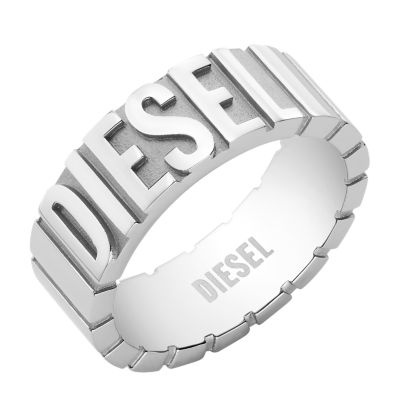 Diesel Men's Stainless Steel Band Ring - Silver