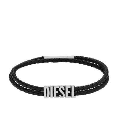 Diesel Black Leather Bracelet