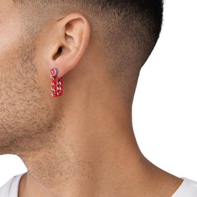 Mens red stud on sale earrings