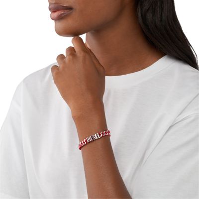 Diesel Red Stainless Steel Chain Bracelet