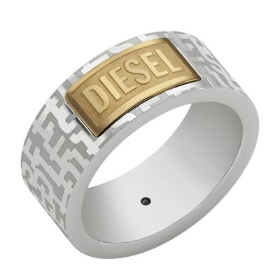 Diesel Font Two-Tone Stainless Steel Band Ring - DX1427931001