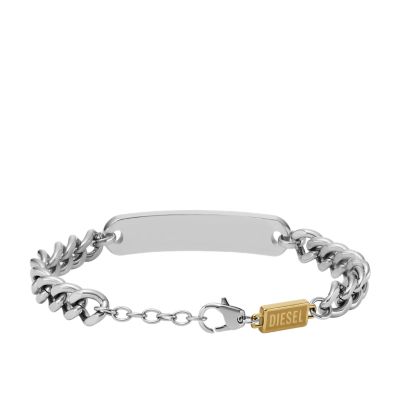 Diesel Font Two-Tone Stainless Steel ID Chain Bracelet