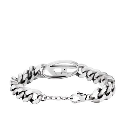 Diesel Oval D Logo Stainless Steel Chain Bracelet - DX1432040