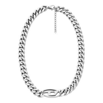 Diesel Oval D Logo Stainless Steel Choker Necklace DX1433040 Watch Station