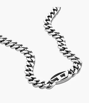 Diesel Oval D Logo Stainless Steel Choker Necklace
