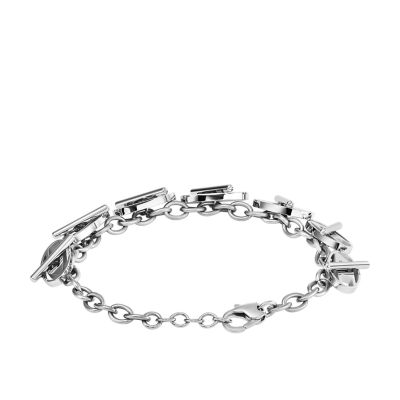 ◆DIESEL◆ Peekaboo Oval D Logo Chain Bracelet Diesel Oval D Logo Stainless Steel Chain Bracelet
