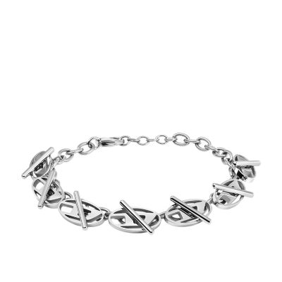 Diesel Oval D Logo Stainless Steel Chain Bracelet