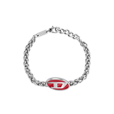 Diesel Red Lacquer and Stainless Steel Chain Bracelet - DX1445040