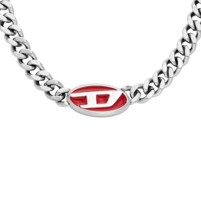 Diesel Red Lacquer and Stainless Steel Chain Necklace - DX1446040 - Watch  Station