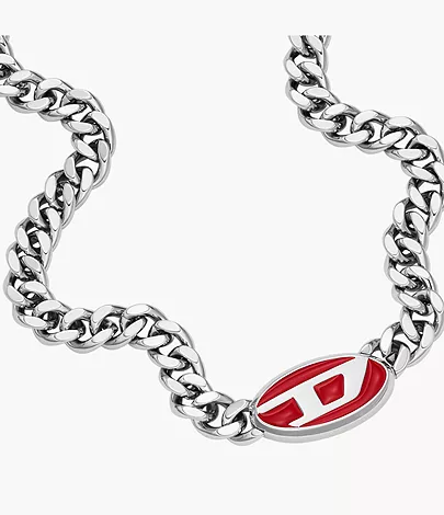 Diesel Red Lacquer and Stainless Steel Chain Necklace - DX1446040 - Watch  Station