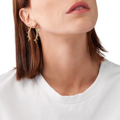 Diesel Gold-Tone Stainless Steel Front to Back Earrings