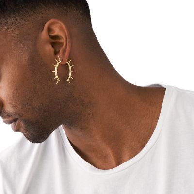 Diesel Gold-Tone Stainless Steel Front to Back Earrings