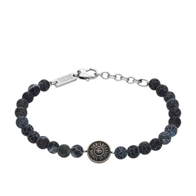 Diesel Black Agate Beaded Bracelet