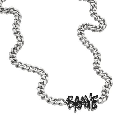 Diesel Men's Stainless Steel Chain Necklace - Silver