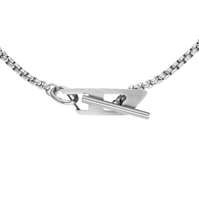 Stainless Steel Silver-Tone Razor Blade Pendant Necklace