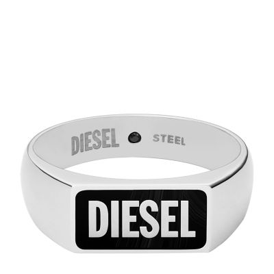 DIESEL ディーゼル シルバー×ブラック リング・指輪 DX0742040