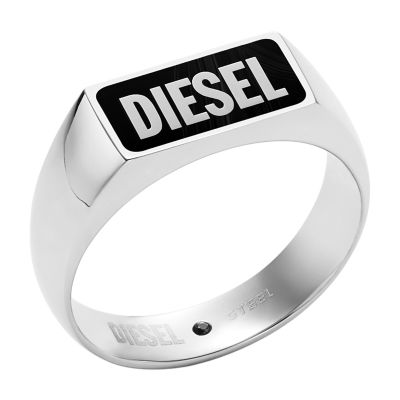 Diesel Black Agate Signet Ring