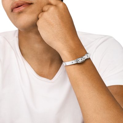 Diesel Silver Leather Stackable Bracelet - DX1518040 - Watch