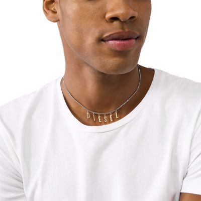 ☆DIESEL☆ two tone chain necklace DX1355931 Diesel Two-Tone Stainless Steel Chain Necklace - DX1545931