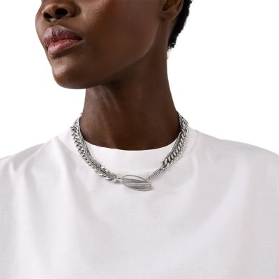 ★DIESEL★ D logo chain necklace DX1567710 Women's Gold-Tone Stainless Steel Chain Necklace | Gold | Diesel