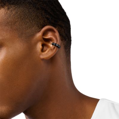★DIESEL★ Logo cuff single earring DX1556001 Diesel Black Stainless Steel Cuff Earring - DX1556001