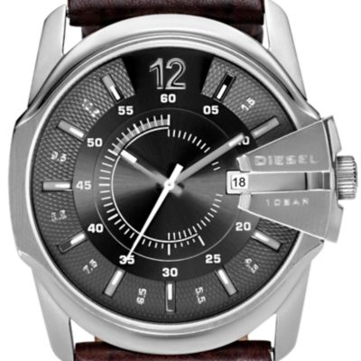 Diesel Men's Master Chief Three-Hand Brown Leather Watch