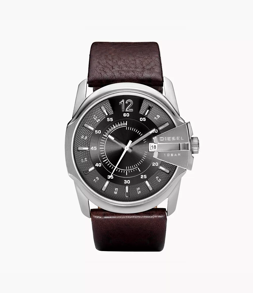 Diesel Men's Master Chief Three-Hand Brown Leather Watch - DZ1206 - Watch  Station