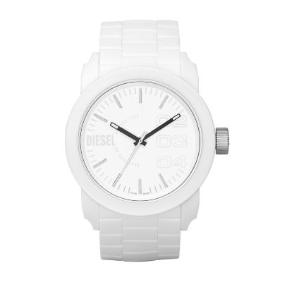 Diesel Double Down 44 Three Hand White Silicone Watch DZ1436