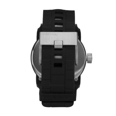 Diesel Double Down 44 Three-Hand Black Silicone Watch - DZ1437