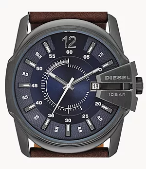 Diesel Master Chief Three Hand Brown Leather Watch
