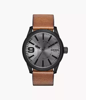Diesel Men's Rasp Three-Hand Brown Leather Watch
