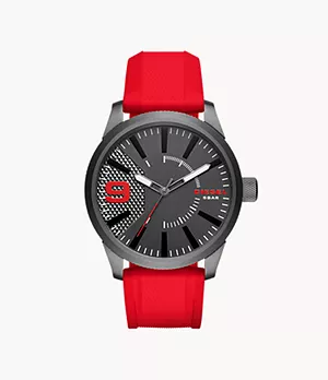 Diesel Men's Rasp Three-Hand Red Silicone Watch